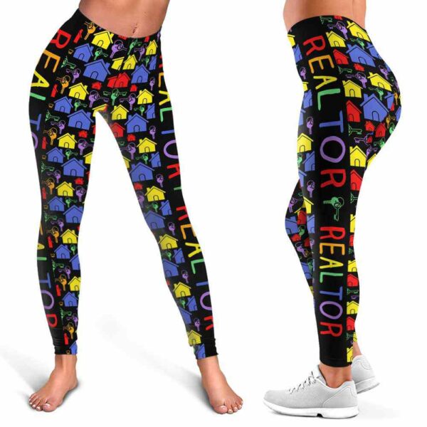 LEGG-W-Job-CP-Relt-211215NA13 @ Realtor Colorful Pattern-Realtor Retro Colorful Pattern Leggings