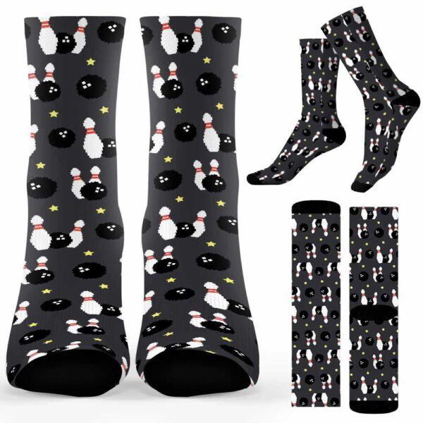 SOCK-U-Hobb-PP-Bwl-220608VY10 @ Bowling Pixel Pattern-Bowling Pixel Pattern Socks