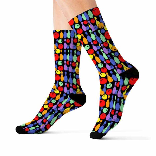 SOCK-U-Hobb-CP-Bwl-220608VY10 @ Bowling Colorful Pattern-Bowling Retro Colorful Pattern Socks