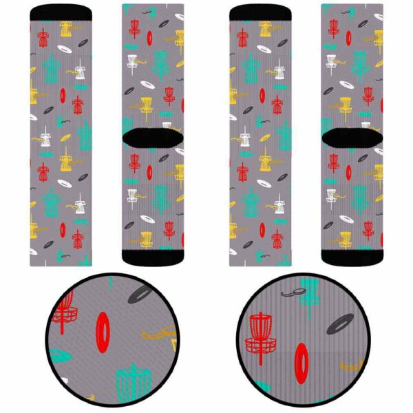 SOCK-U-Hobb-FP-Dgof-220608VY10 @ Disc Golf Frisbee Pattern-Disc Golf Frisbee Pattern Socks