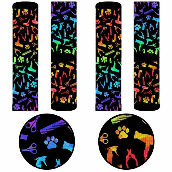 SOCK-U-Job-WP-Dgrm-220608VY10 @ Dog Groomer Watercolor Pattern-Dog Groomer Watercolor Pattern Socks