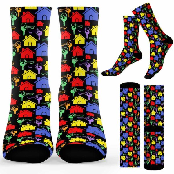 SOCK-U-Job-CP-Relt-211217NA11 @ Realtor Colorful Pattern-Realtor Retro Colorful Pattern Socks