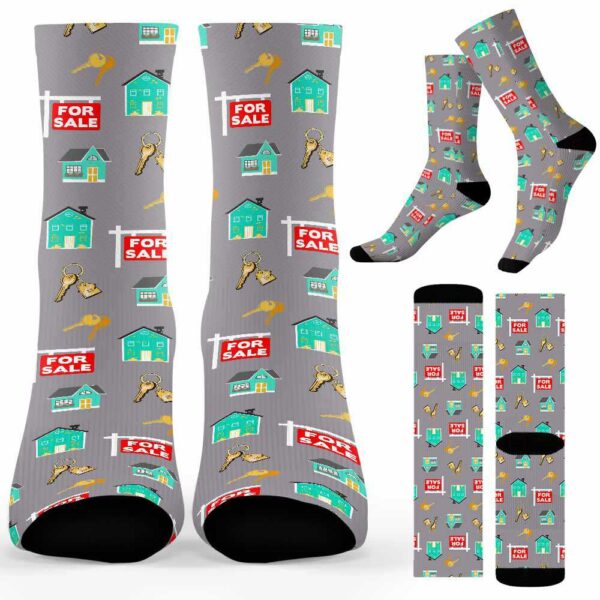 SOCK-U-Job-HSP-Relt-220608VY10 @ Realtor House Sale Pattern-Realtor House For Sale Pattern Socks