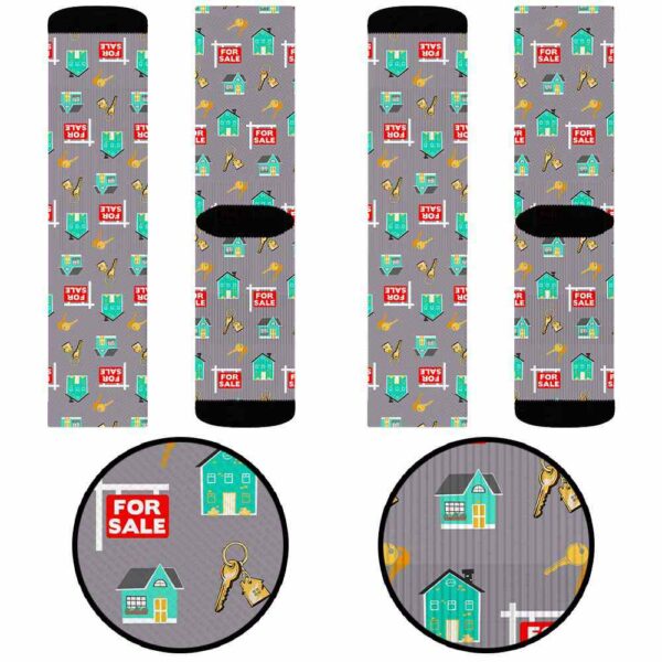 SOCK-U-Job-HSP-Relt-220608VY10 @ Realtor House Sale Pattern-Realtor House For Sale Pattern Socks