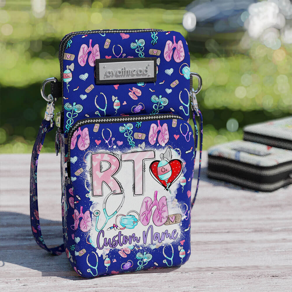 Respiratory Therapist Rt Tools Pattern Custom Name Crossbody Bag
