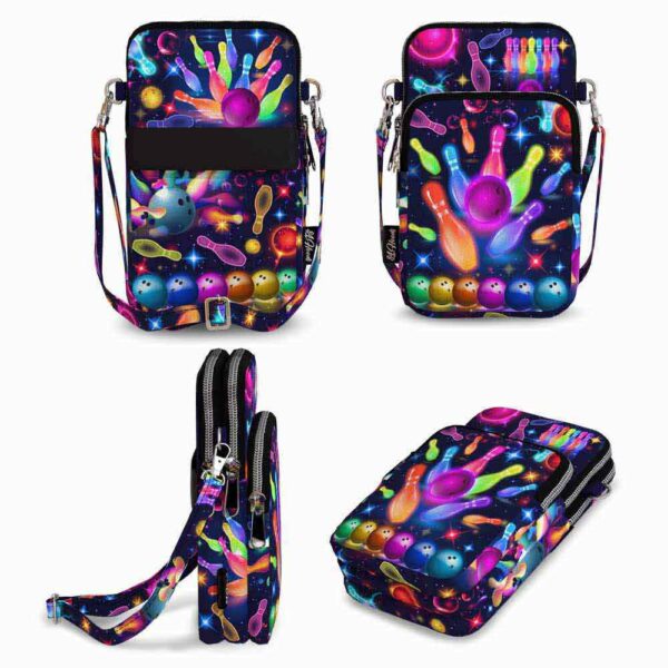 Bowling Neon Bowling Pins Crossbody Bag 84Hoods© Personalized Shoes