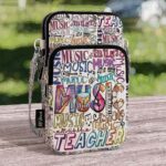 CB-U-Job-TTP-Mtcer-220913VY10 @ Music Teacher Typo Tool Pattern-Music Teacher Colorful Typography Pattern Crossbody Bag