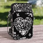 CB-U-Nur-HT-Nur-220912NA10 @ Nurse Heart Tools-Nurse Black White Heart Tools Crossbody Bag