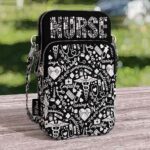 CB-U-Nur-MTT-Nur-220912NA10 @ Nurse Medical Tools Text-Nurse Tools Pattern White Crossbody Bag