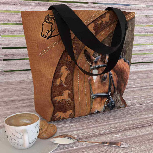 T3-U-Ani-RA-Hrse-221129VY10 @ Horse Realistic Animal-Horse Realistic Brown Tote Bag