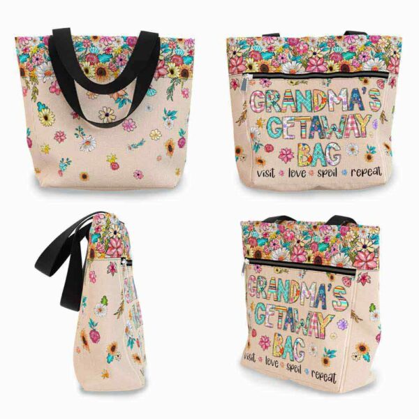 T3-U-M-M1GBF-M61-230307VY10 @ Getaway Bag Flowers-Grandma Getaway Bag Flowers Pattern Tote Bag