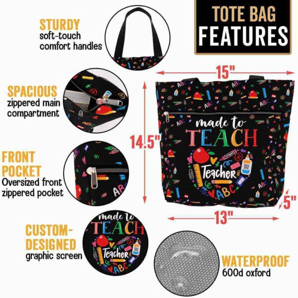 T3-U-Job-MTT-Tcer-230322VY10 @ Teacher Made To Teach-Teacher Heart Made To Teach Tote Bag