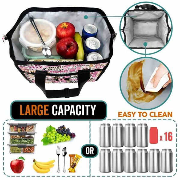 LB-U-Awa-T-BreCan-230818NA10 @ Breast Cancer Typo-Breast Cancer Awareness Support Lunch Bag