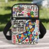CB-U-Awa-T-Autism-230822NA10 @ Autism Typo-Autism Awareness Typography Crossbody Bag