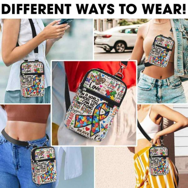 CB-U-Awa-T-Autism-230822NA10 @ Autism Typo-Autism Awareness Typography Crossbody Bag