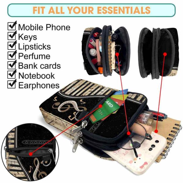 CB-U-Hobb-MS-Pian-230518VY10 @ Piano Music Sheet-Piano Vintage Music Sheet Crossbody Bag