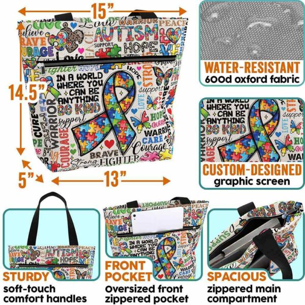 T3-U-Awa-T-Autism-230822NA10 @ Autism Typo-Autism Typography Tote Bag