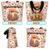 T3-U-Hobb-SF-Mrom-240131NA10 @ Mushroom Sketchy Flowers-Mushroom Flower Pattern Tote Bag