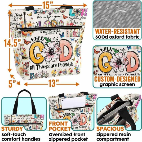 T3-U-Hobb-W-God-230831NA11 @ God Watercolor-God All Things Are Possible Tote Bag