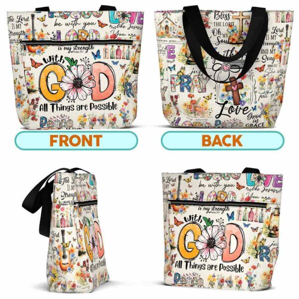 T3-U-Hobb-W-God-230831NA11 @ God Watercolor-God All Things Are Possible Tote Bag