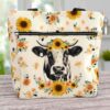 T3-U-Ani-S-Cow-240131NA10 @ Cow Sunflower-Cow Sunflower Pattern Tote Bag