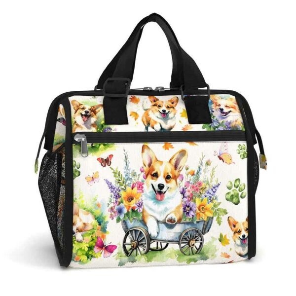 LB-U-Dog-FG-Corgi-240325NA10 @ Corgi Flowers Garden-Corgi Flowers Garden Lunch Bag