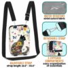 CB-U-Ani-FP2-Cat-240131NA10 @ Cat Flower Patterm-Cat Flower Pattern Crossbody Bag