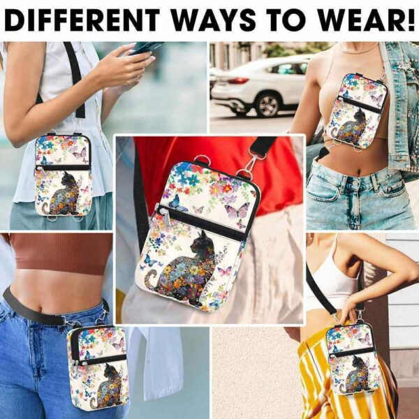 CB-U-Ani-FP2-Cat-240131NA10 @ Cat Flower Patterm-Cat Flower Pattern Crossbody Bag