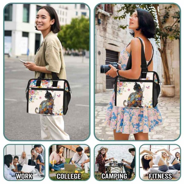 LB-U-Ani-FP2-Cat-240926NA10 @ cat Flowers Pattern 2-Cat Flower Pattern Lunch Bag