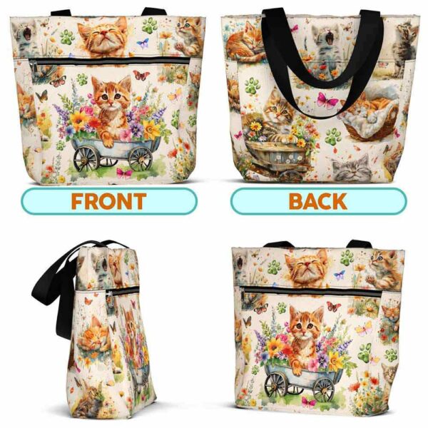 T3-U-Ani-FG2-Cat-240131NA10 @ Cat Flowers Garden 2-Cat Flower Garden Tote Bag