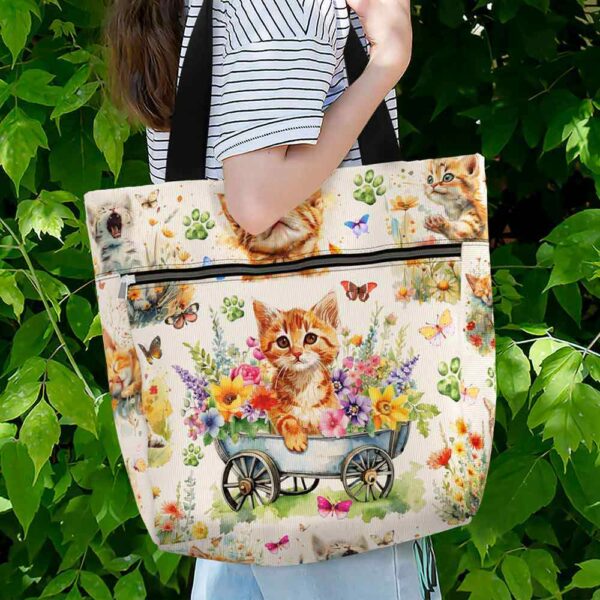 T3-U-Ani-FG2-Cat-240131NA10 @ Cat Flowers Garden 2-Cat Flower Garden Tote Bag
