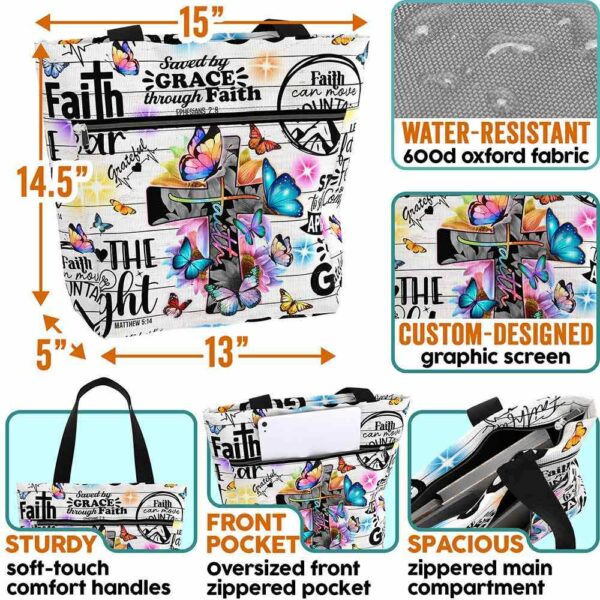 T3-U-Hobb-FFB-God-240424NA10 @ God Faith Flower Butterfly-God Saved By Graced Tote Bag