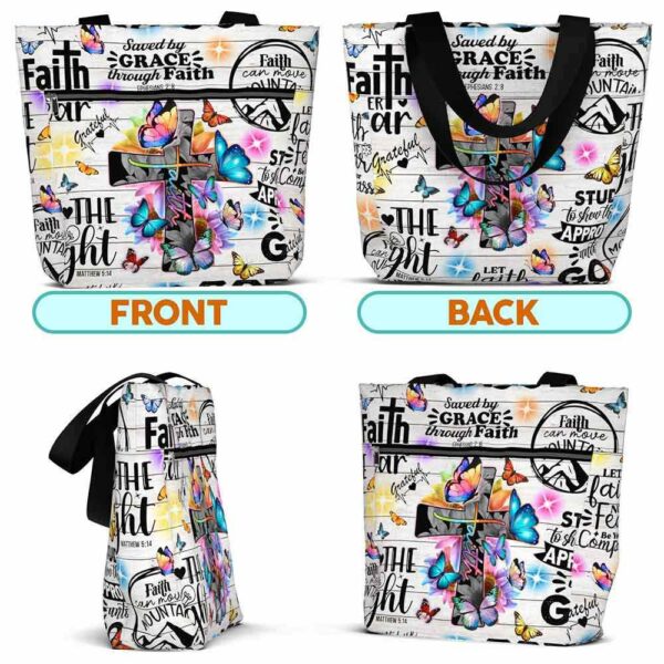 T3-U-Hobb-FFB-God-240424NA10 @ God Faith Flower Butterfly-God Saved By Graced Tote Bag