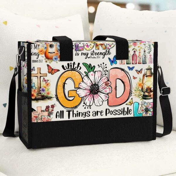 T5-U-Hobb-W2-God-230831NA10 @ God Watercolor 2-God Christian Faith All Things Are Possible Tote Bag