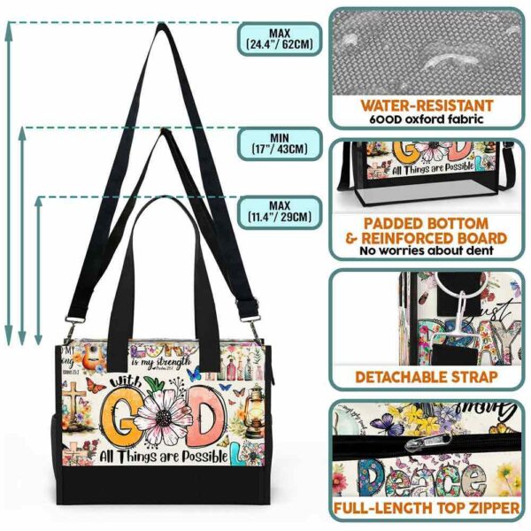 T5-U-Hobb-W2-God-230831NA10 @ God Watercolor 2-God Christian Faith All Things Are Possible Tote Bag