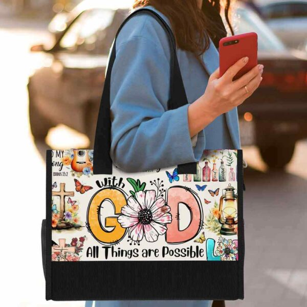 T5-U-Hobb-W2-God-230831NA10 @ God Watercolor 2-God Christian Faith All Things Are Possible Tote Bag