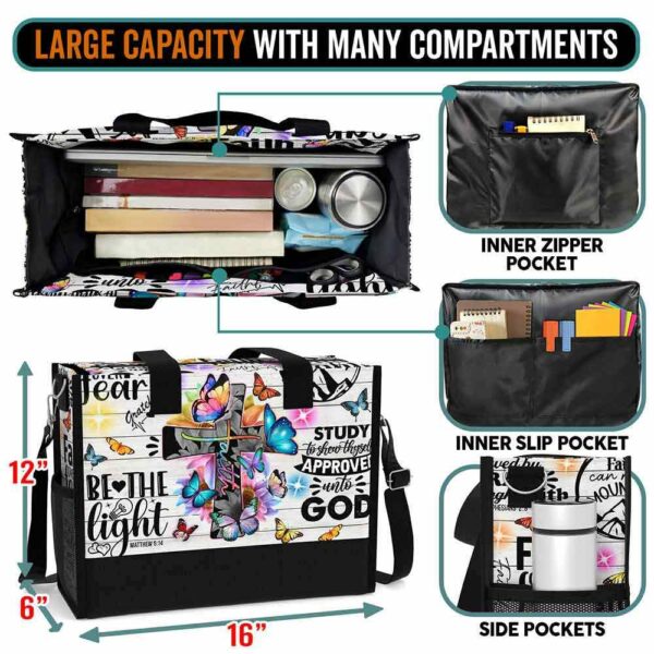 T5-U-Hobb-FFB-God-240424NA10 @ God Faith Flower Butterfly-God Christian Faith Butterfly Tote Bag