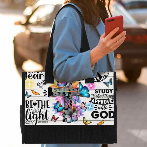 T5-U-Hobb-FFB-God-240424NA10 @ God Faith Flower Butterfly-God Christian Faith Butterfly Tote Bag