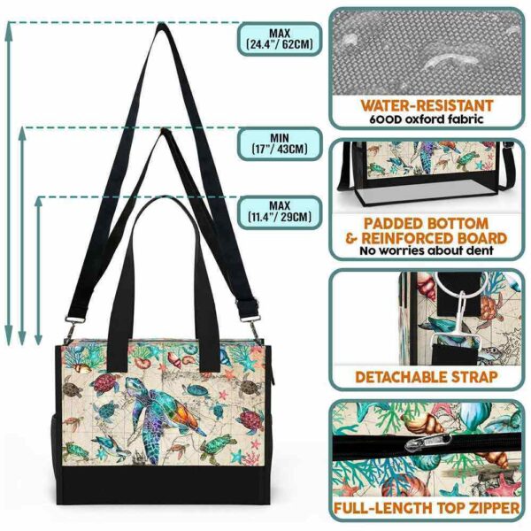 T5-U-Ani-WOM-Ttle-240824VY10 @ turtle Watercolor Old Map-Sea Turtle Vintage Map Rectangle Tote Bag