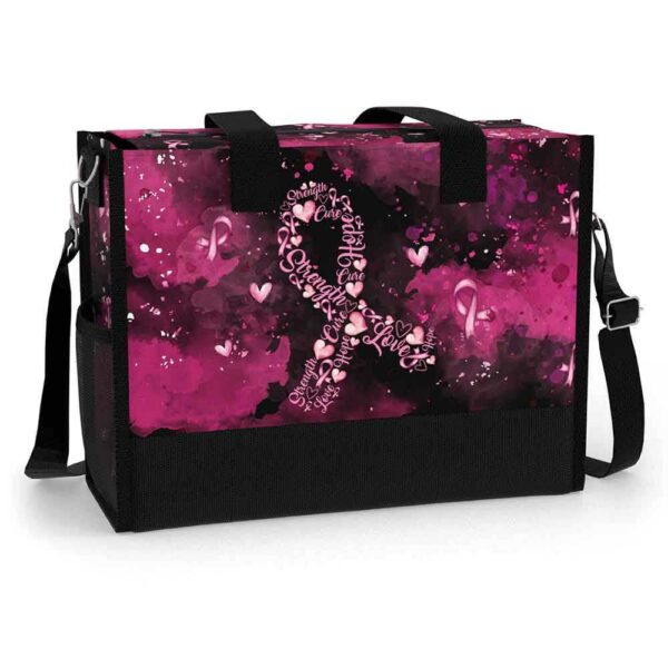 T5-U-Awa-TR-BreCan-240618NA10 @ Breast Cancer Typo Ribbon-Breast Cancer Awareness Pink Ribbon Rectangle Tote Bag