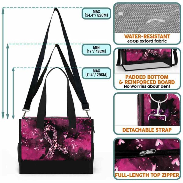 T5-U-Awa-TR-BreCan-240618NA10 @ Breast Cancer Typo Ribbon-Breast Cancer Awareness Pink Ribbon Rectangle Tote Bag