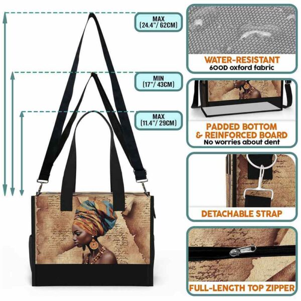 T5-U-Ctry-GVPB-Afri-240824NA10 @ african Girl Vintage Paper BG-Africa Afro African American Vintage Look Rectangle Tote Bag
