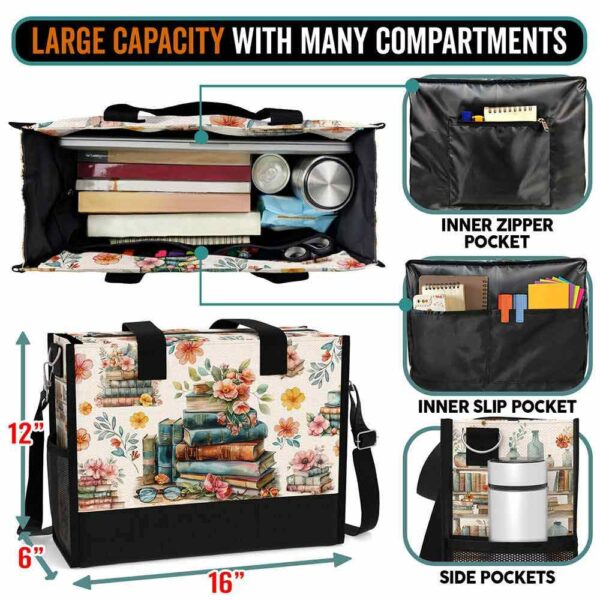 T5-U-Job-WA-T11-240618NA10 @ Librarian Watercolor Art-Librarian Watercolor Art Rectangle Tote Bag