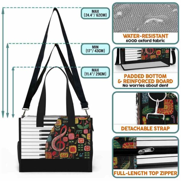 T5-U-Hobb-MF1-Pian-240618NA11 @ piano Music Flower 1-Piano Colorful Rectangle Tote Bag