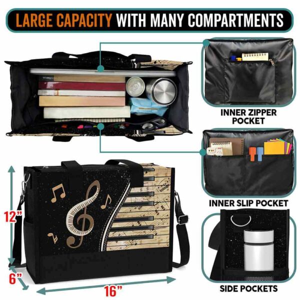 T5-U-Hobb-MS2-Pian-240619VY11 @ piano Music Sheet 2-Piano Vintage Music Sheet Rectangle Tote Bag