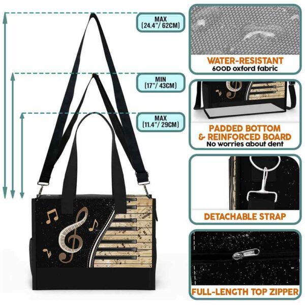 T5-U-Hobb-MS2-Pian-240619VY11 @ piano Music Sheet 2-Piano Vintage Music Sheet Rectangle Tote Bag
