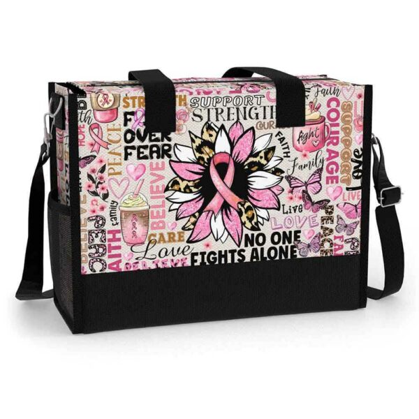 T5-U-Awa-T-BreCan-240618NA10 @ Breast Cancer Typo-Breast Cancer Awareness Pink Typography Rectangle Tote Bag