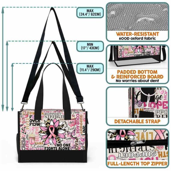 T5-U-Awa-T-BreCan-240618NA10 @ Breast Cancer Typo-Breast Cancer Awareness Pink Typography Rectangle Tote Bag
