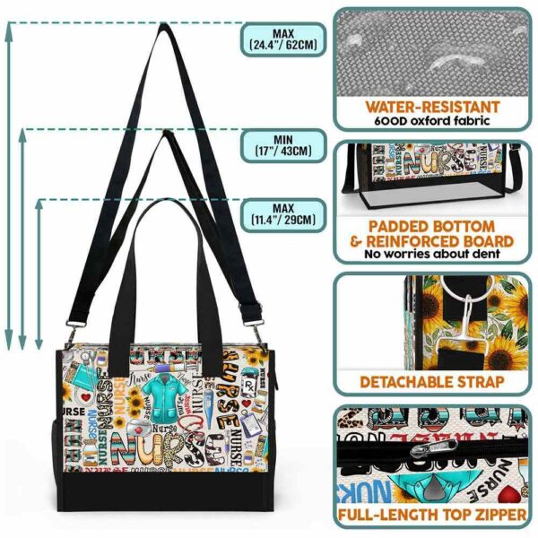 T5-U-Nur-NT-Nur-221212NA10 @ Nurse Nurse Typo-Nurse Sunflower Typography Rectangle Tote Bag