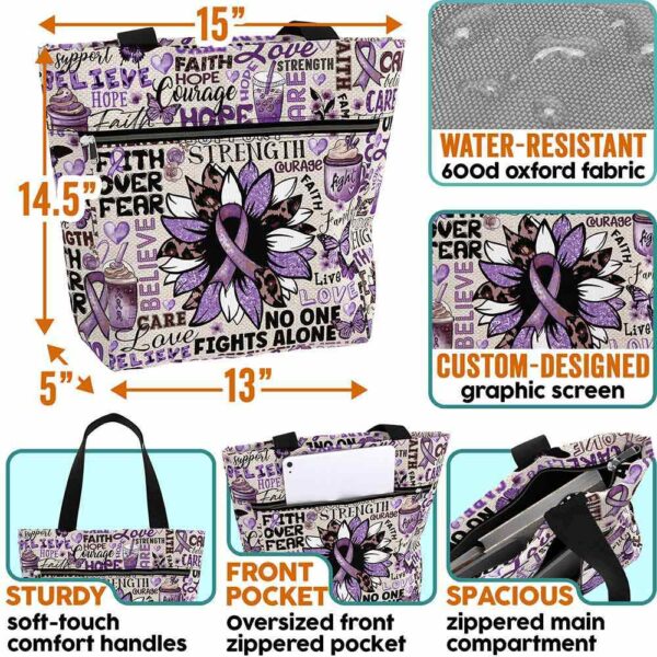 T3-U-Awa-TP-Lupus-230818NA10 @ Lupus Typo Purple-Lupus Awareness Purple Ribbon Typography Tote Bag